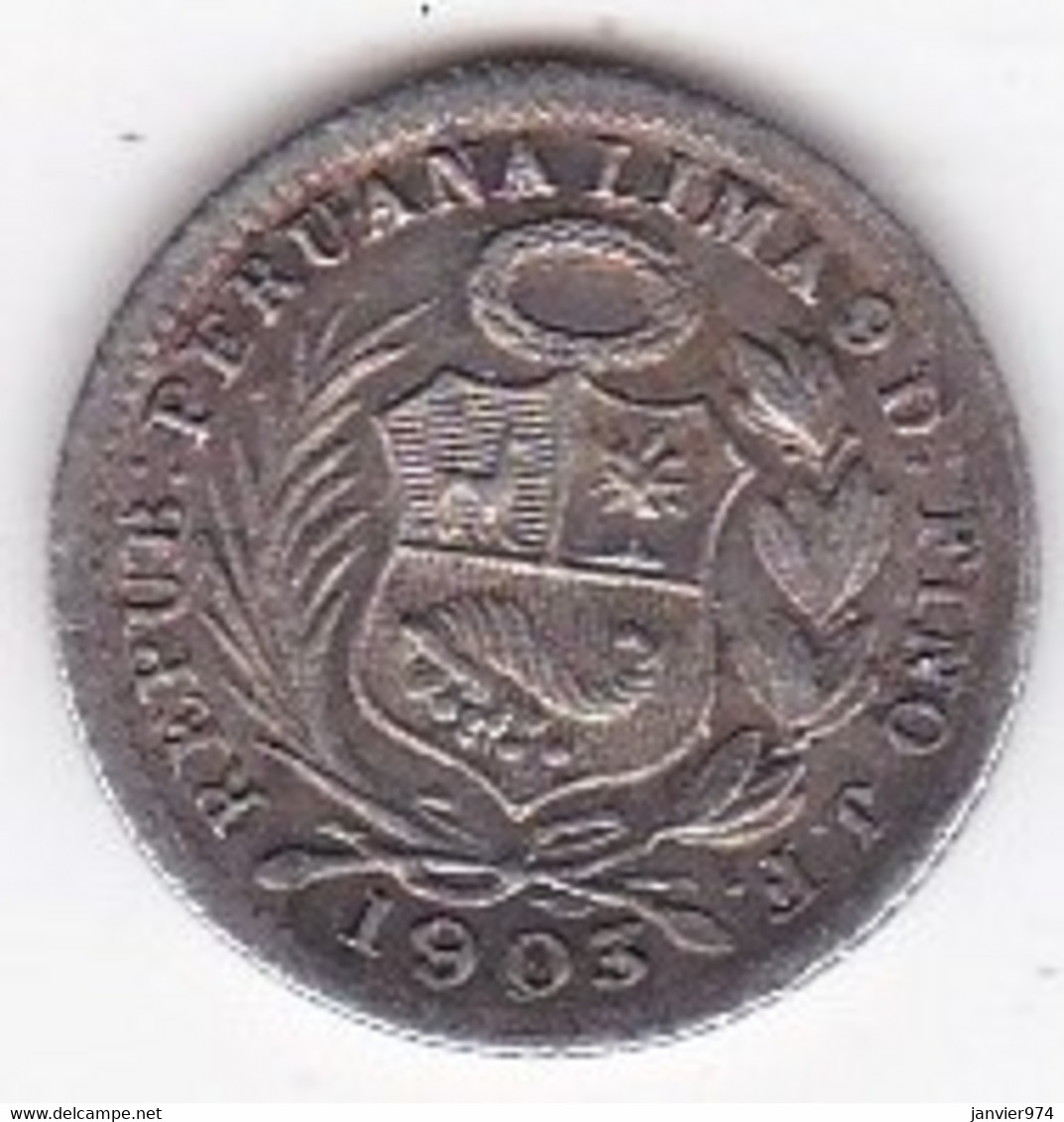 Perou 1/2 Dinero 1903 , En Argent , KM# 206, SUP/XF - Peru