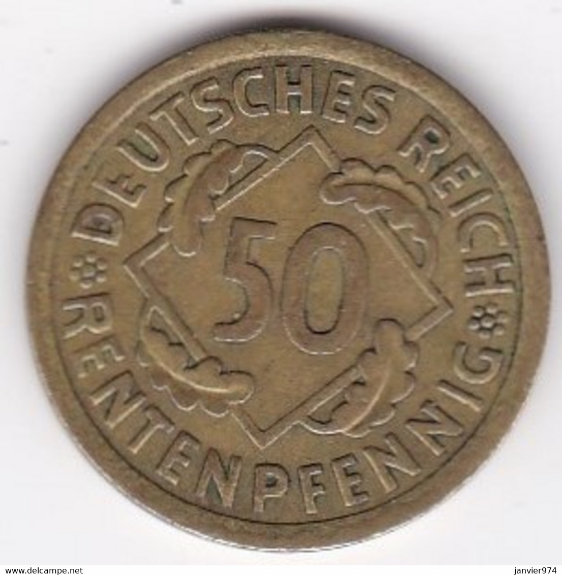 République De Weimar 50 Rentenpfennig 1924 A Berlin, Bronze-aluminium, KM# 34 - 50 Rentenpfennig & 50 Reichspfennig