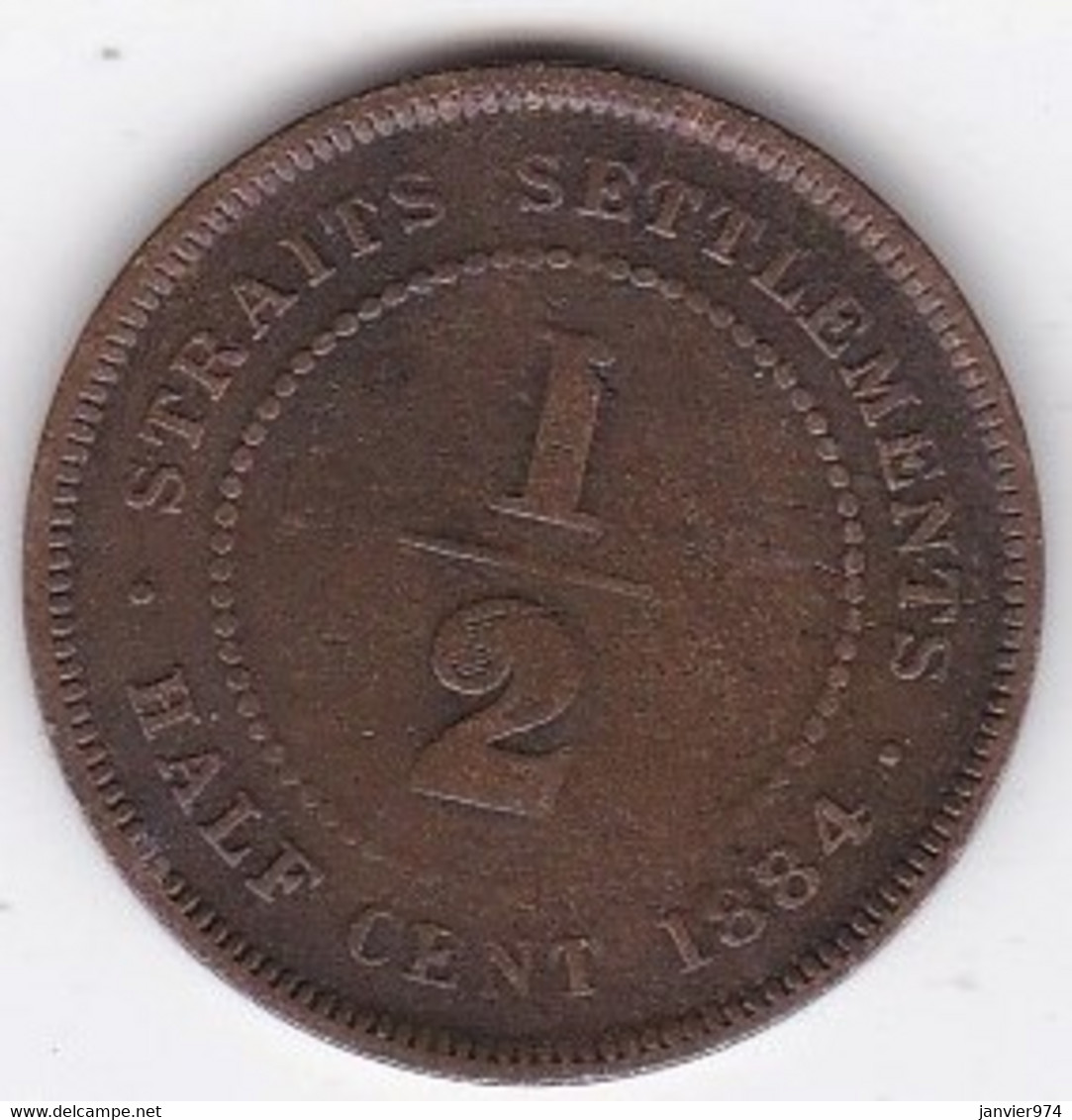 Straits Settlements ,  Half Cent 1884 . Victoria, En Bronze. KM# 8a - Malesia