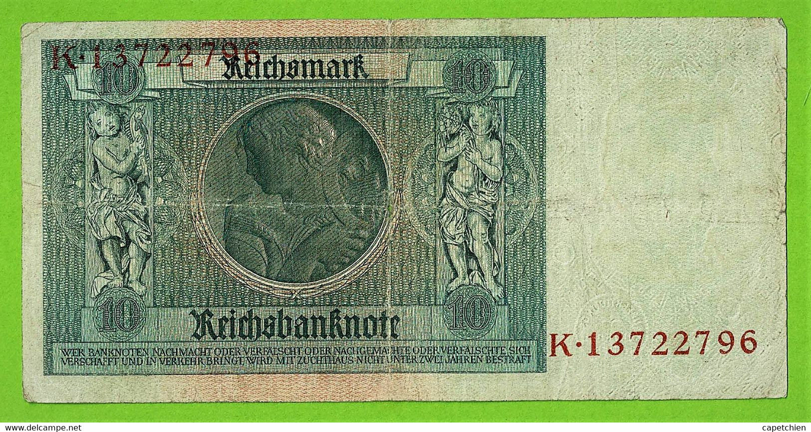 ALLEMAGNE / 10 MARK / 22 - 01 - 1929 / SERIE B / N° K 13722796 - 10 Mark