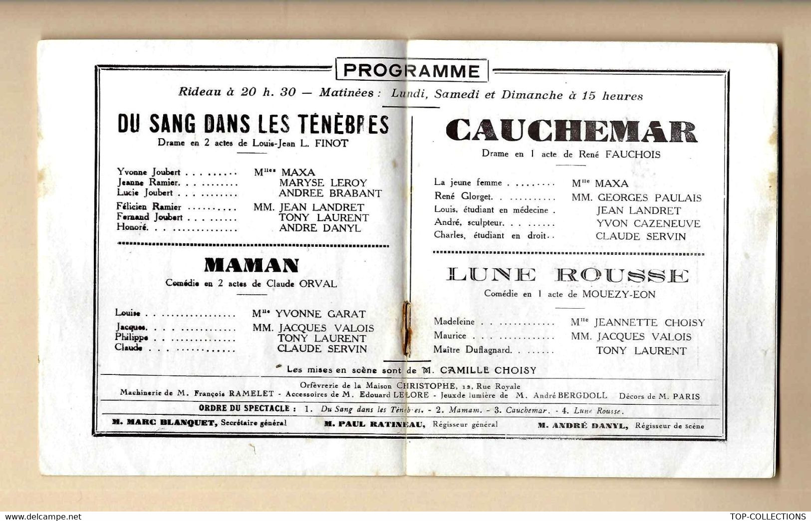 PARIS THEATRE DU GRAND GUIGNOL UNE INSTITUTION VOIR PROGRAMME VOIR PHOTOS ET SCANS - Programs