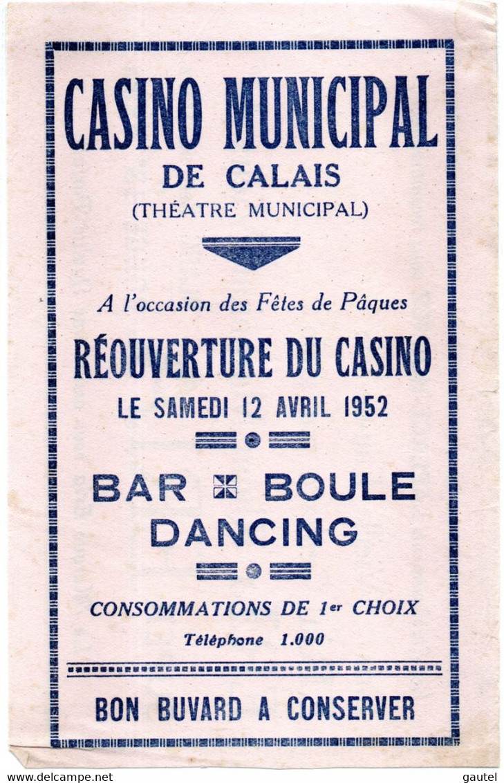 Buvard Casino De Calais - Cinéma & Théatre