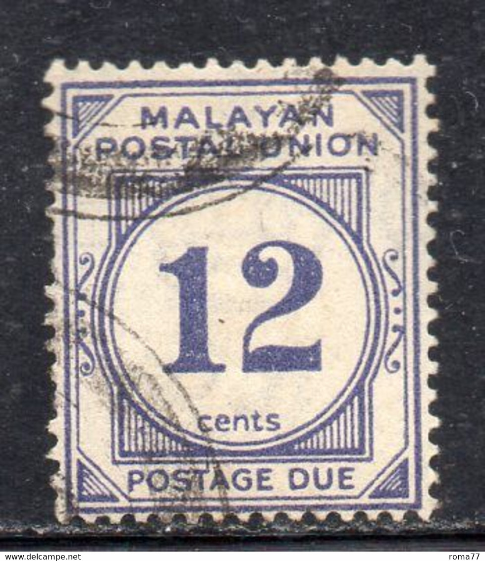 841C - MALAYAN POSTAL UNION 1936 , Tasse Gibbons N. D5 Usato - Malayan Postal Union