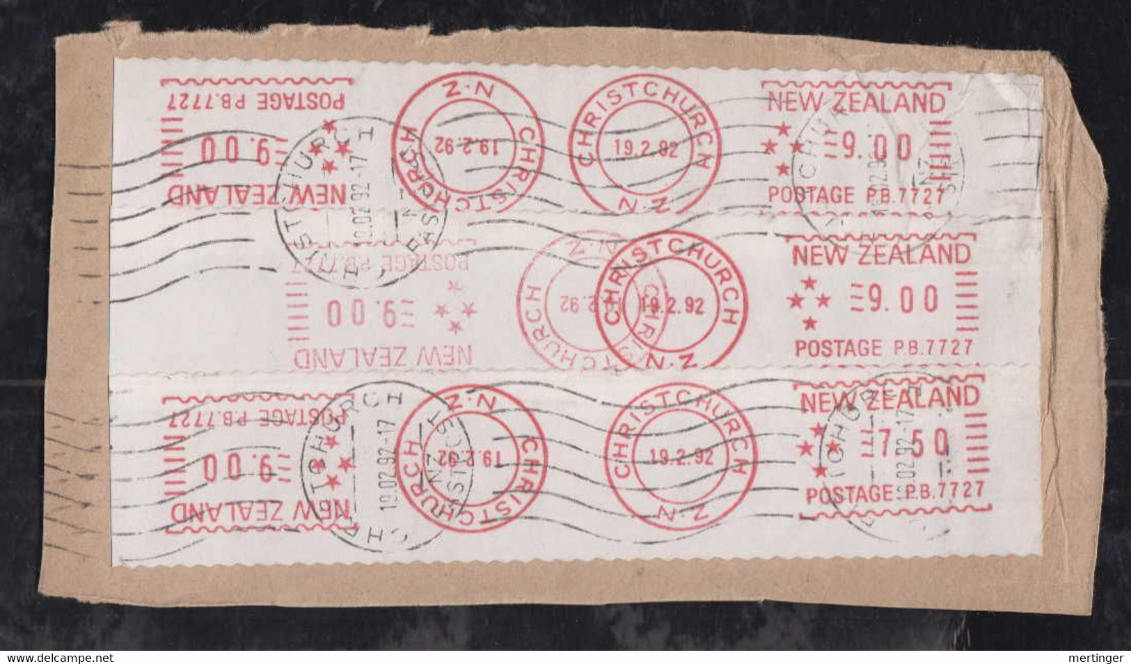 New Zealand 1992 Meter Parcel Cut Out 5x 9$ + 1x 7,50$ - Briefe U. Dokumente