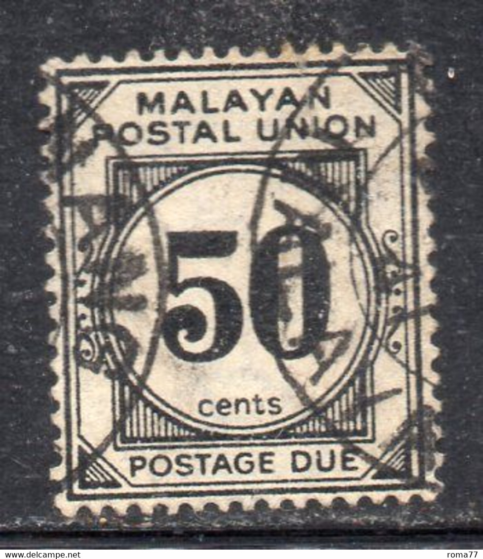 842C - MALAYAN POSTAL UNION 1936 , Tasse Gibbons N. D6 Usato - Malayan Postal Union