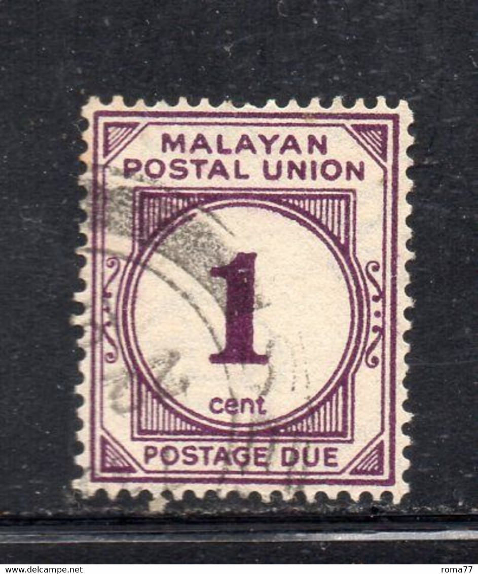 842B - MALAYAN POSTAL UNION 1945 , Tasse Gibbons N. D7 Usato - Malayan Postal Union