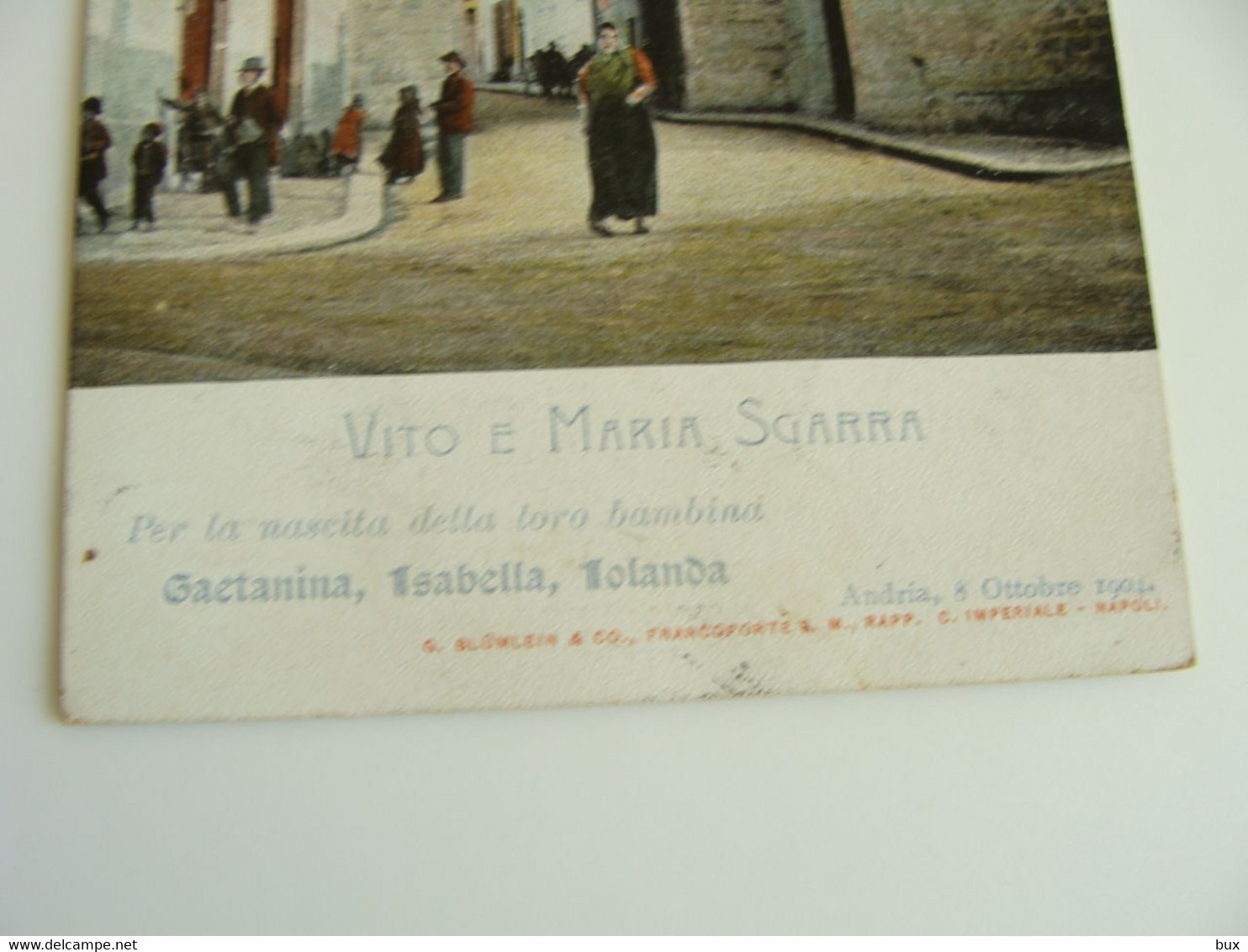 ANDRIA 1904 NASCITA  DEL PICCOLO  SGARRA   VIAGGIATA    FORMATO PICCOLO - Andria