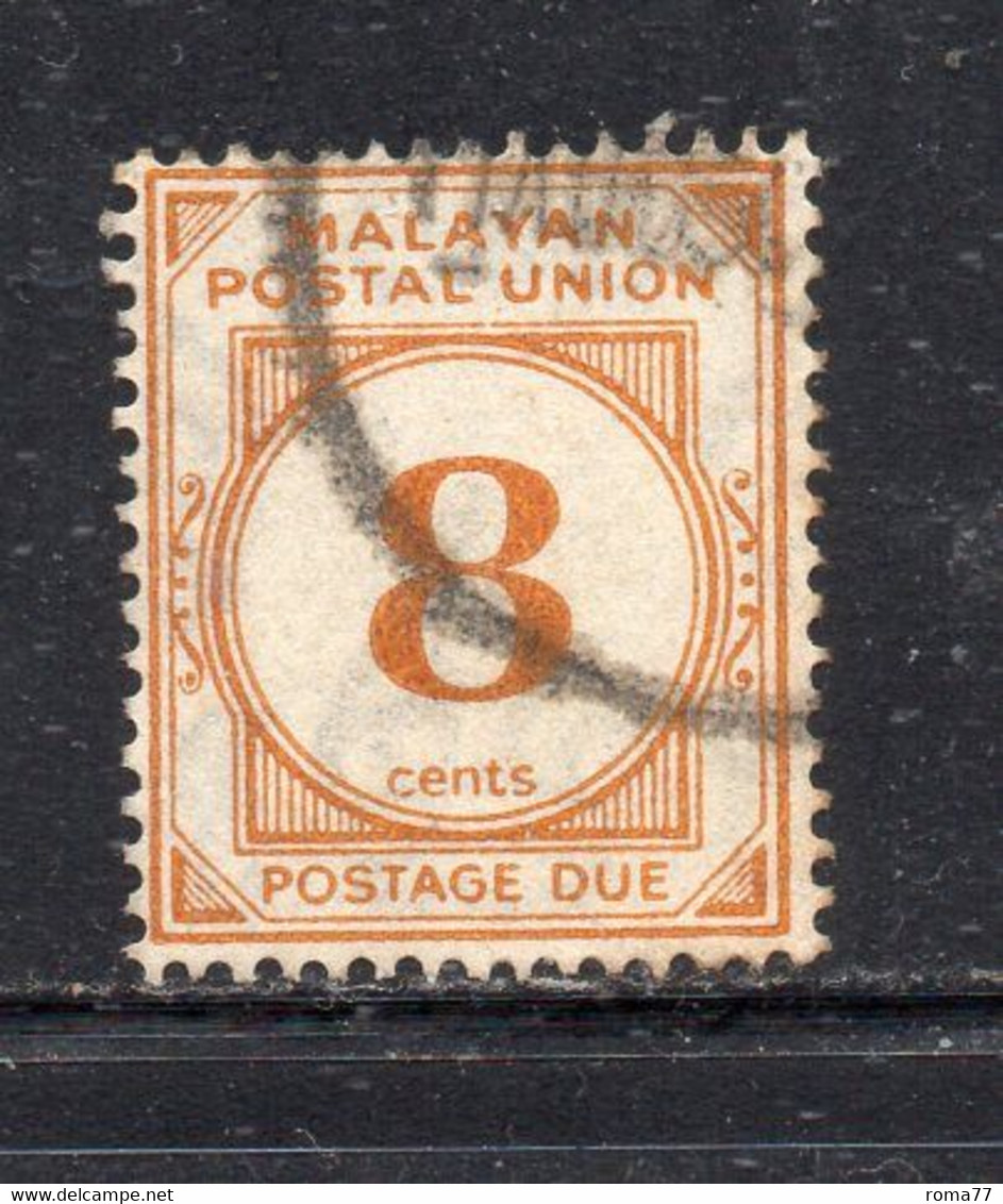 843A - MALAYAN POSTAL UNION 1945 , Tasse Gibbons N. D10 Usato 15X14 - Malayan Postal Union