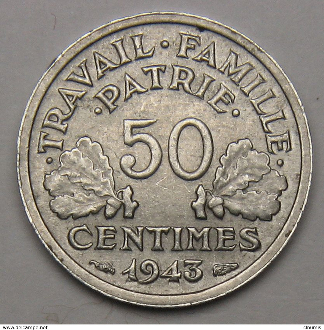 50 Centimes Francisque, Légère, Aluminium, 1943 - Etat Français - 50 Centimes