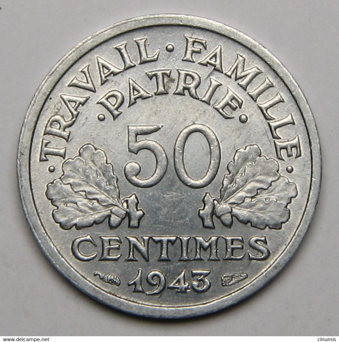 50 Centimes Francisque, Légère, Aluminium, 1943 - Etat Français - 50 Centimes