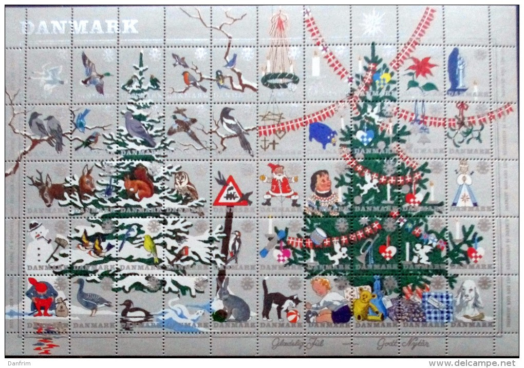 Denmark 1961  Christmas Seal  MNH ( **) Full Sheet Folded  Fir Tree In Snow And Christmas Tree - Ganze Bögen