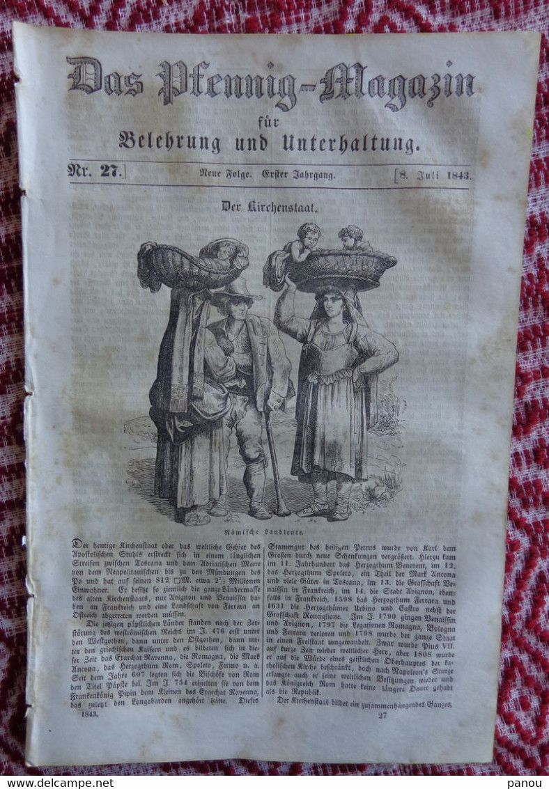 DAS PFENNIG MAGAZIN Nr 27. 8 Juli 1843. Kirchenstaat Stato Pontificio Roma - Sonstige & Ohne Zuordnung