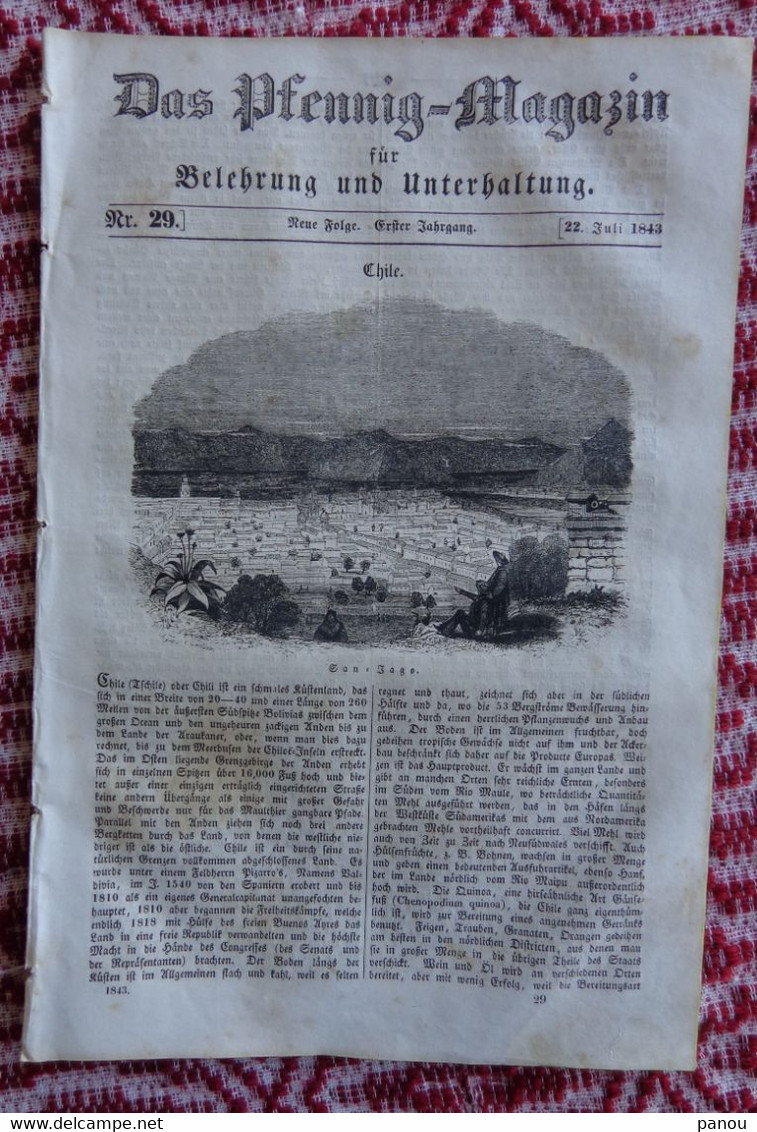 DAS PFENNIG MAGAZIN Nr 29.  22 Juli 1843. San-Jago Santiago Chile - Sonstige & Ohne Zuordnung