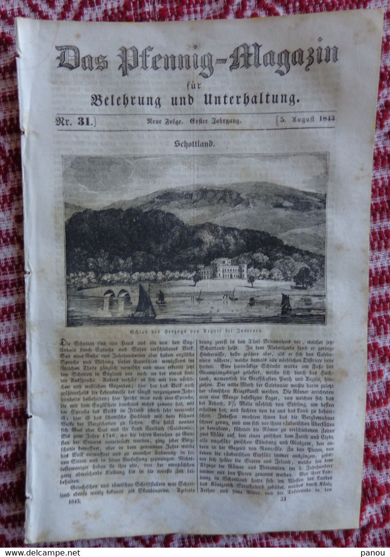 DAS PFENNIG MAGAZIN Nr 31.  5 Augusti 1843. Schottland Scotland. Armenier Armenia - Autres & Non Classés