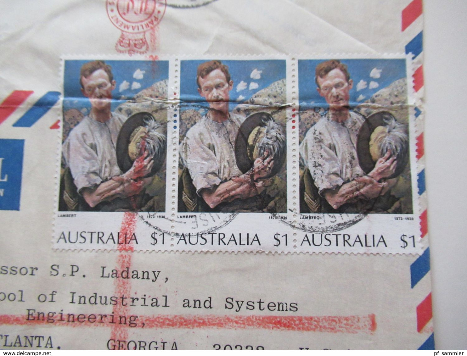 Australien 1980 Air Mail In Die USA Einschreiben Parliament House New South Wales Mit Inhalt Unterschrift L.A. Jecklen - Covers & Documents