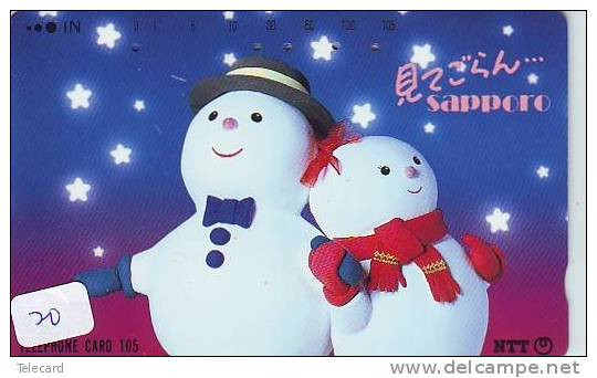 TELECARTE JAPON * TELEFONKARTE JAPAN * SCHNEEMANN (20)  PHONECARD * SNOWMAN * NOEL * CHRISTMAS - Noel