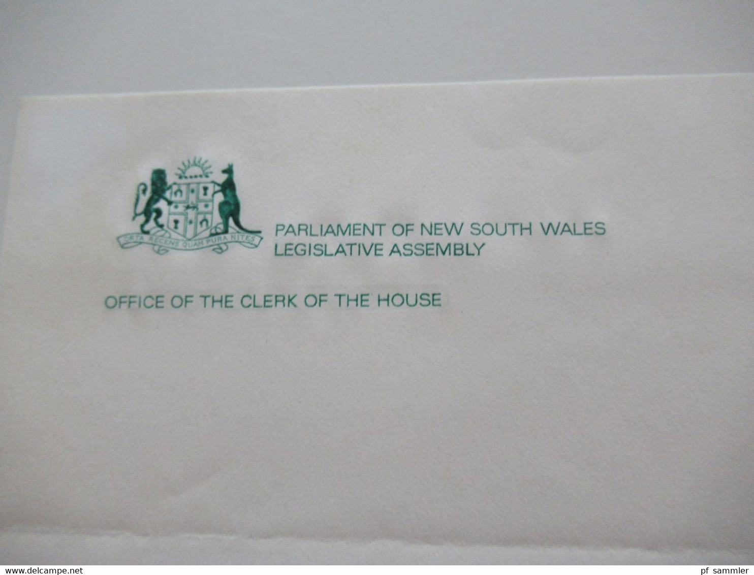 Australien 1980 mit Perfin NSW  Umschlag und Inhalt Legislative Assembly Parliament of NSW Unterschrift D.L. Wheeler