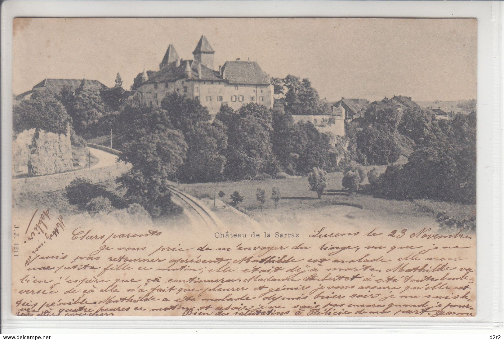 LA SARRAZ - LE CHATEAU. -DOS UNIQUE AVEC UPU - 24.11.1900 - TACHETE AU DOS! - La Sarraz