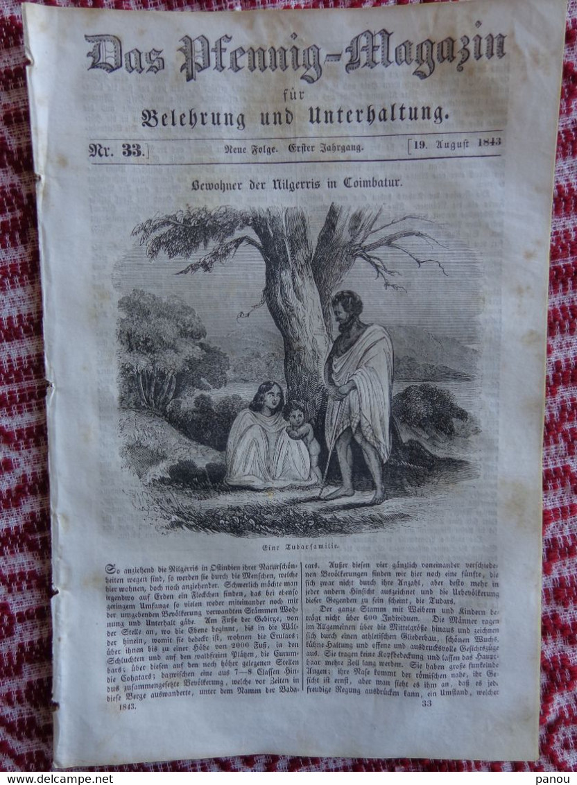 DAS PFENNIG MAGAZIN Nr 33. 19 August 1843. Judarfamille Judah Family Israel - Sonstige & Ohne Zuordnung