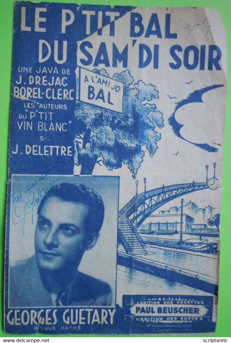 Partition Dédicacée Georges GUETARY - LE P'TIT BAL DU SAM'DI SOIR - Altri & Non Classificati