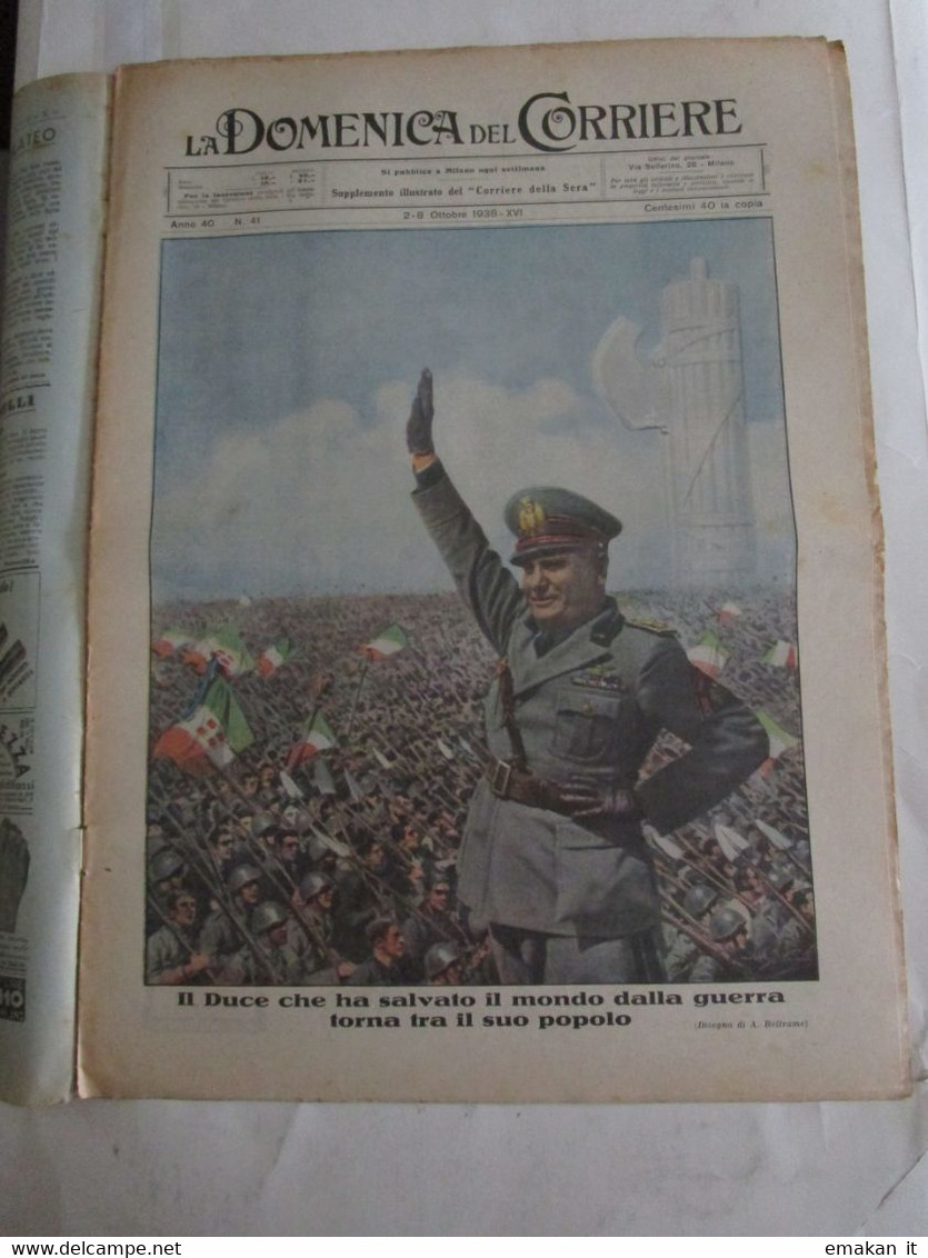 # DOMENICA DEL CORRIERE N 41 /1938 DUCE - TRINCEE A LONDRA - CAMPARI COSTUME DI TORINO - Premières éditions