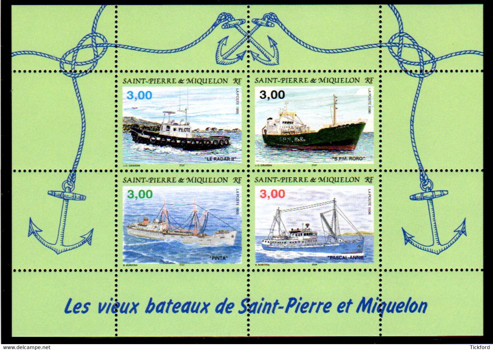 S.P.M. 1996 - Yvert BF 5 -  Neuf **/ MNH - Vieux Bateaux De Saint-Pierre & Miquelon (II) - Blokken & Velletjes