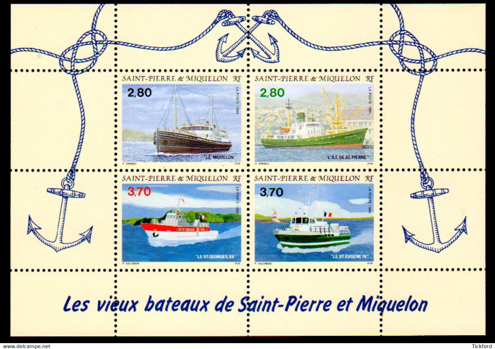 S.P.M. 1994 - Yvert BF 4 -  Neuf **/ MNH - Vieux Bateaux De Saint-Pierre & Miquelon - Blocks & Kleinbögen