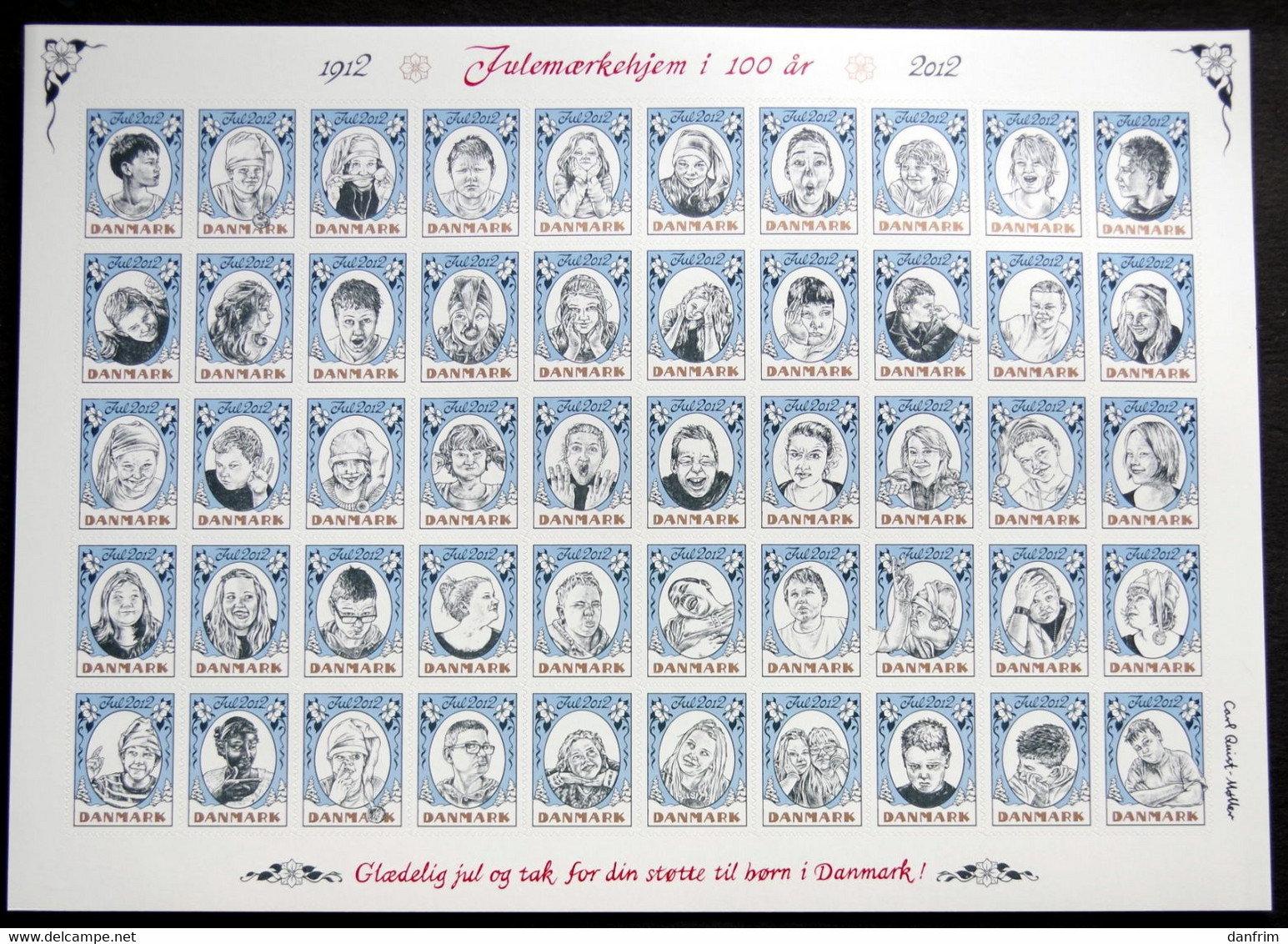 Denmark 2012 Christmas Seal   MNH Full Sheet - Fogli Completi