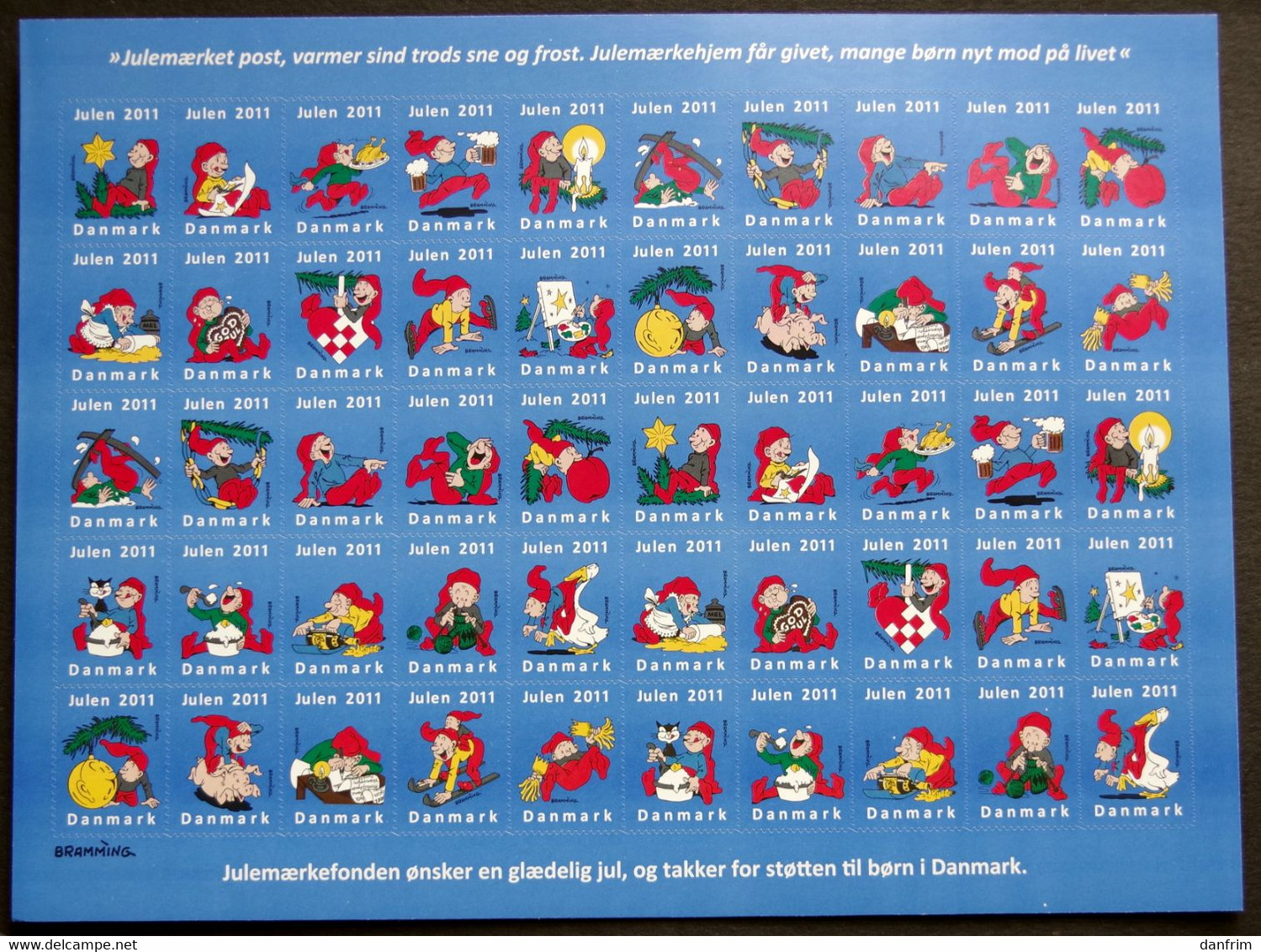 Denmark 2011 Christmas Seal   MNH Full Sheet - Full Sheets & Multiples