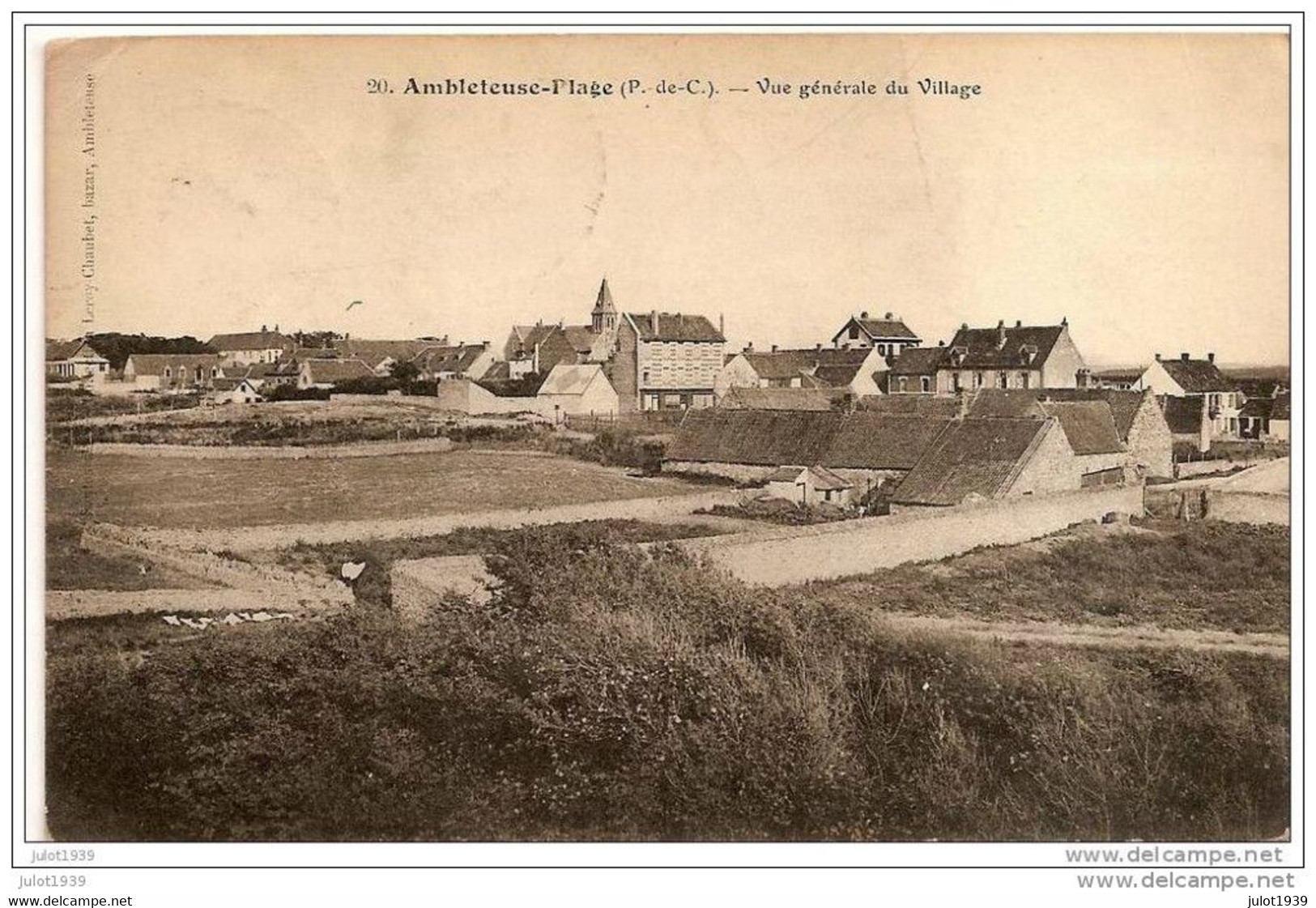 AMBLETEUSE - PLAGE ..-- Vue Générale .  Voir Verso . 1913 Vers Bruxelles ( Mr J. ANGIBAUD ) . Voir Verso . - Desvres