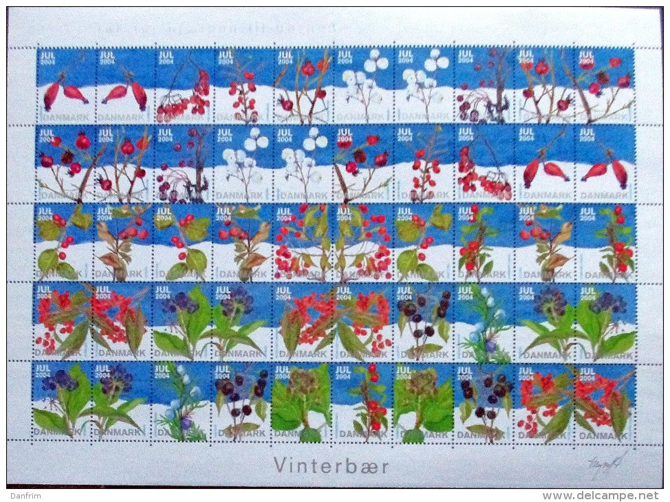 Denmark Christmas Seal 2004 MNH ( **)  Full Sheet  Folded Winter Berries - Full Sheets & Multiples