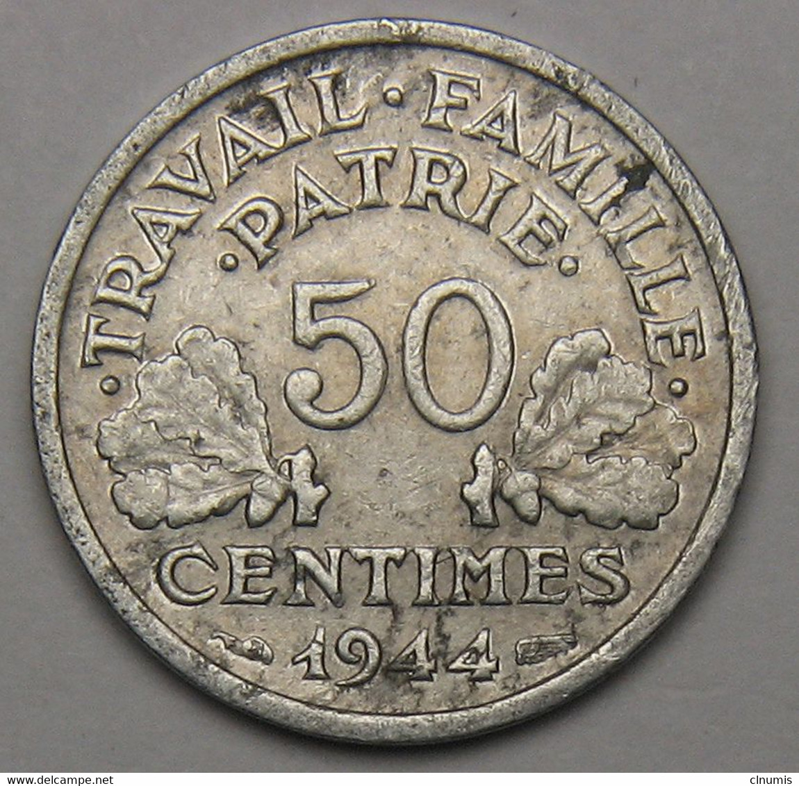 50 Centimes Francisque, Légère, 1944 B (Beaumont-le-Roger)  - Etat Français - 50 Centimes