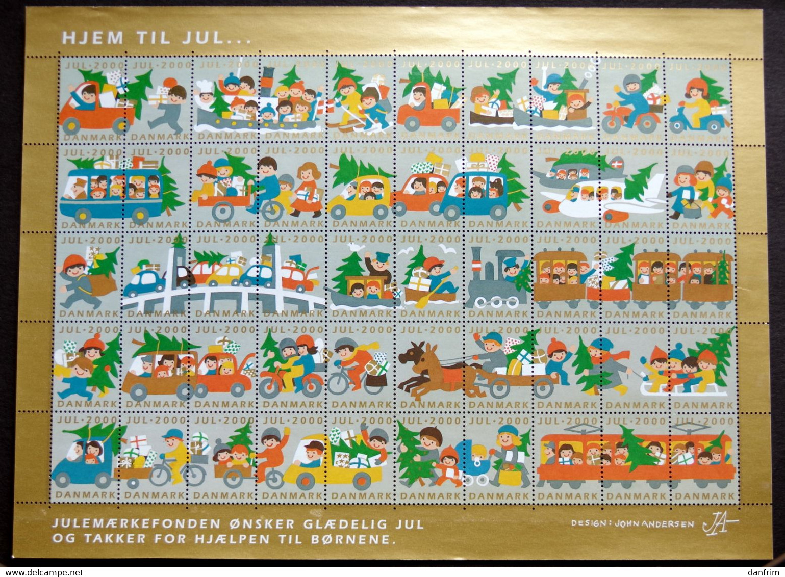 Denmark 2000 Christmas Seal 2000 MNH ( **)  Full Sheet  Unfolded - Feuilles Complètes Et Multiples