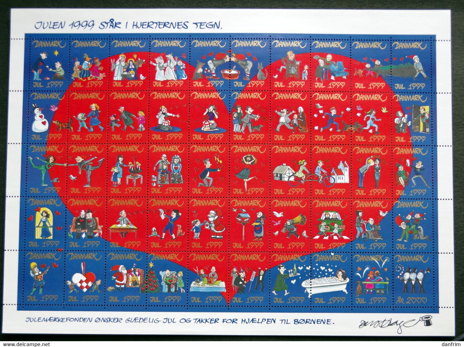 Denmark 1999 Christmas Seal  MNH ( **)  Full Sheet  Unfolded - Volledige & Onvolledige Vellen