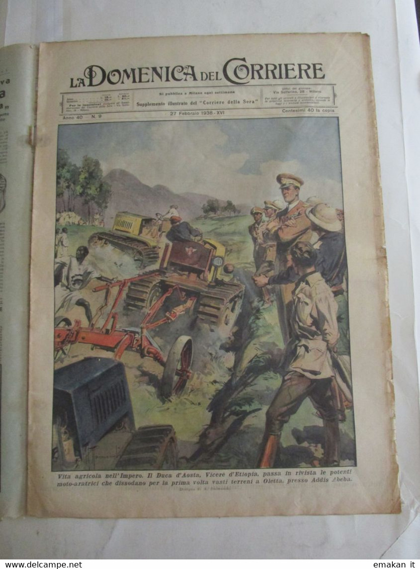 # DOMENICA DEL CORRIERE N 9 / 1938 DUCA D'AOSTA IN A.O. / CANNES BARONESSA SPARA ALLA RADIO / ARRIGONI - First Editions