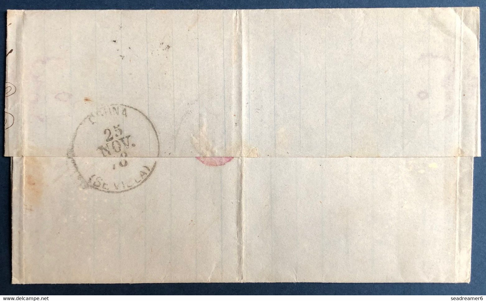 ESPAGNE Lettre 25 Nov 1878 Dateur Sevilla Trefle N°12 Impots De Guerre + N°175 10c Brun Obl Losange Noir Pour OSUNA TTB - Storia Postale