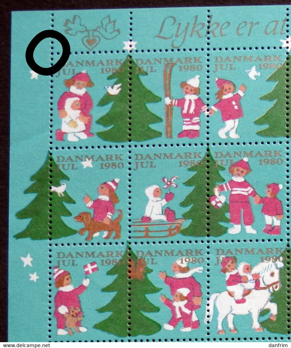 Denmark 1980 Christmas Seal 1980 MNH Full Sheet Unfolded   Christmasmotives - Ganze Bögen