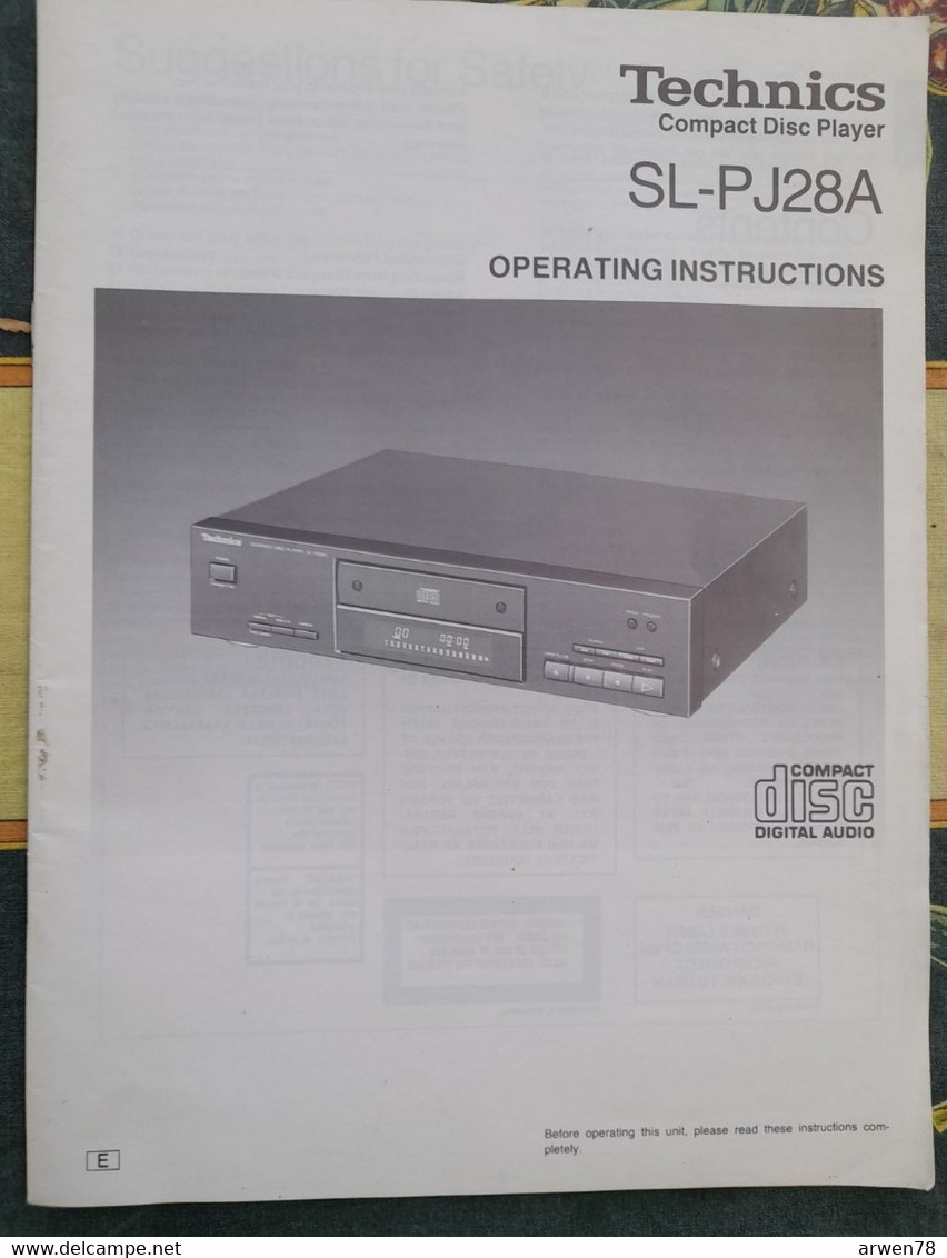 Mode D'emploi Pour Compact Disc TECHNICS SL PJ28A - Supplies And Equipment