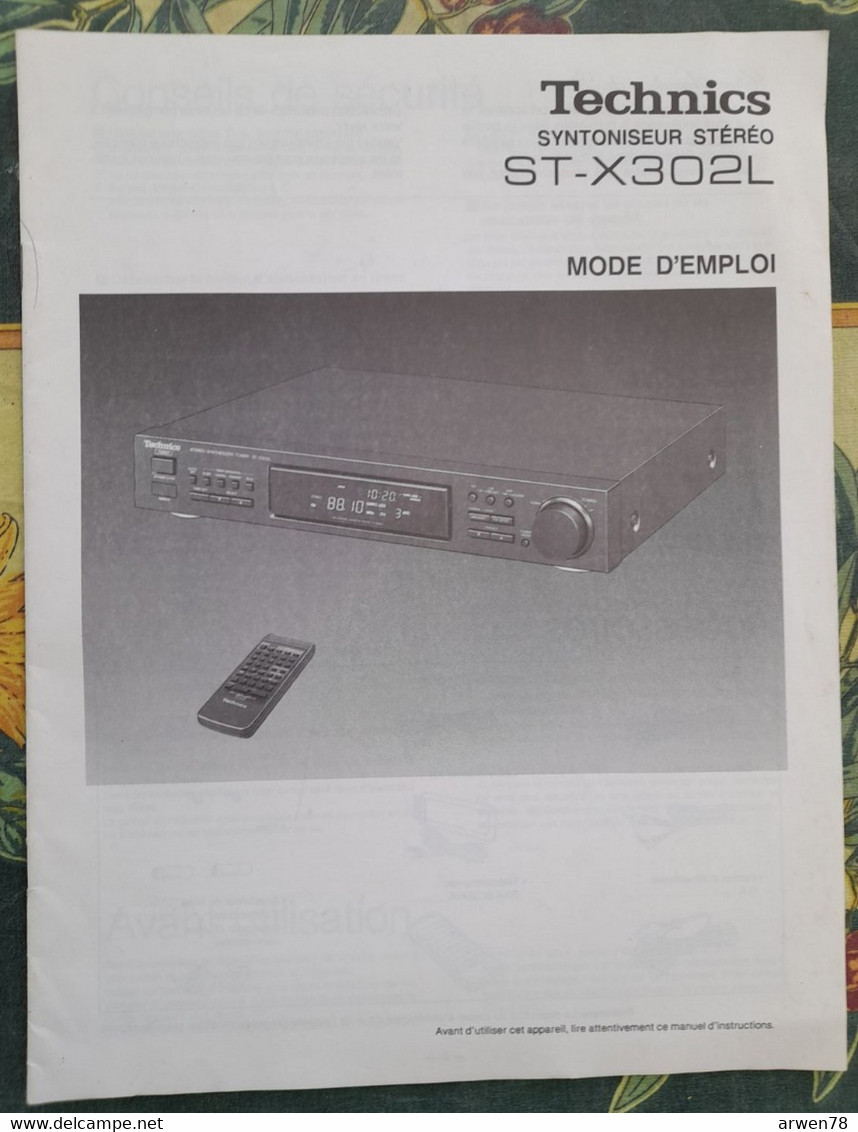 Mode D'emploi Pour Syntoniseur Stereo TECHNICS ST X302L - Material Und Zubehör