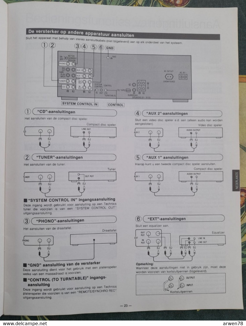 Mode D'emploi Pour TECHNICS SU X 102 & RS X 102 - Matériel Et Accessoires