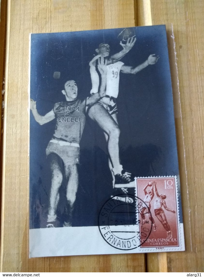 Guinea Española.spanish Guinea.maximun Card 1958.better Condition.e7 Registered Letter.commens For Postage - Basket-ball