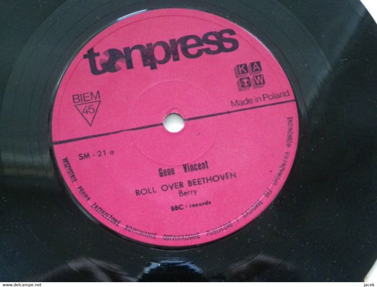 SP Gene Vincent  / Roll Over Beethoven  / Be Bob A -lula / Tonpress Label / Poland  / Are - Hard Rock & Metal