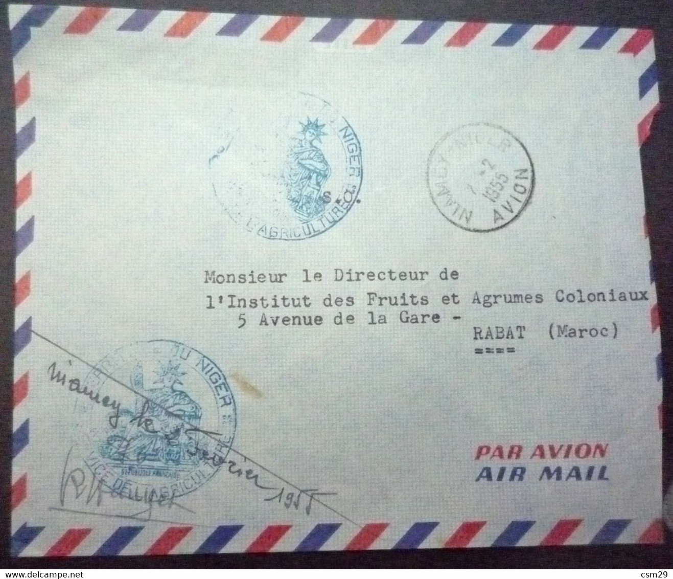 NIGER Lettre Par Avion 1955 Niamey Pour Rabat (Maroc) - Storia Postale