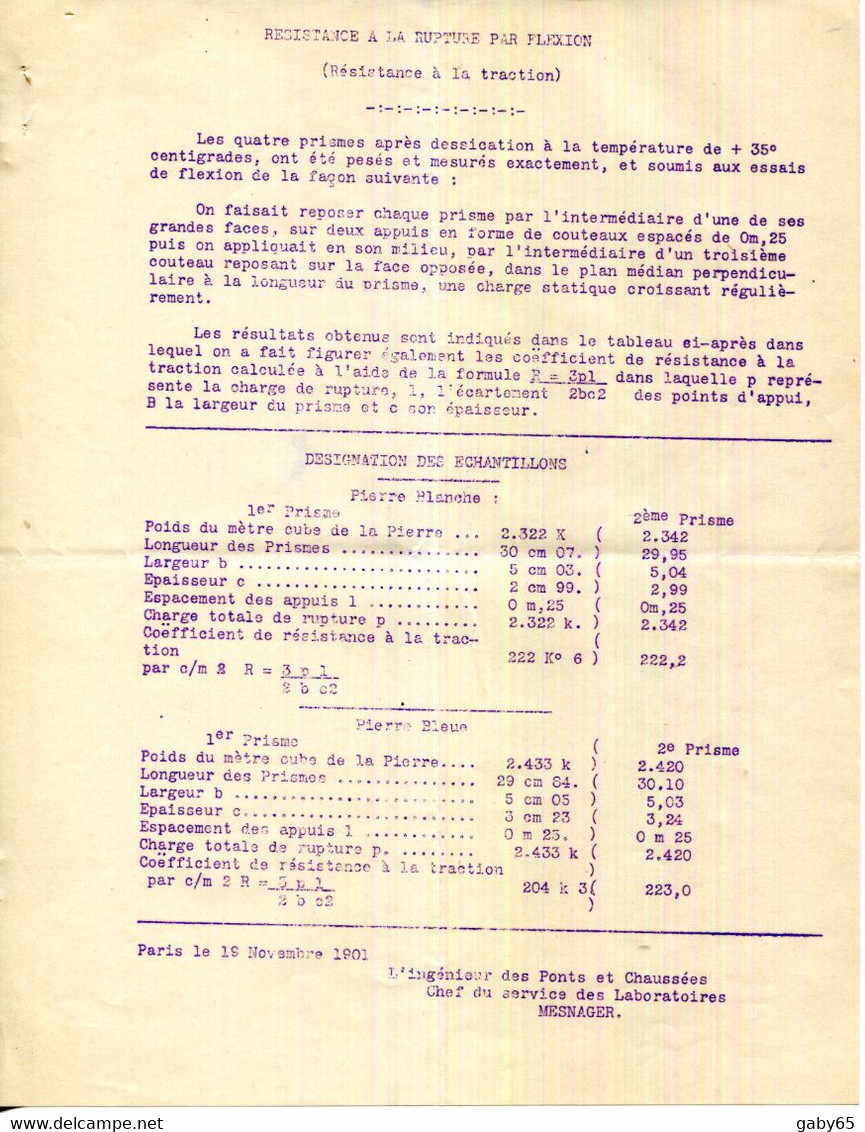 FACTURE.26.DROME.PUYGIRON.ESSAIS DE RESISTANCE DE LA PIERRE DES CARRIERES DE M.EMILE TARDIEU.4 PIECES. - Non Classés