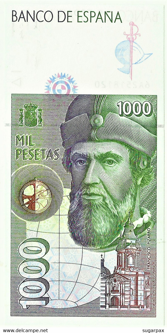 ESPAÑA - 1000 Pesetas - 12.10.1992 ( 1996 ) - Pick 163 - Unc. - Serie 6A - Hernan Cortes / Francisco Pizarro - 1.000 - [ 6] Emisiones Conmemorativas