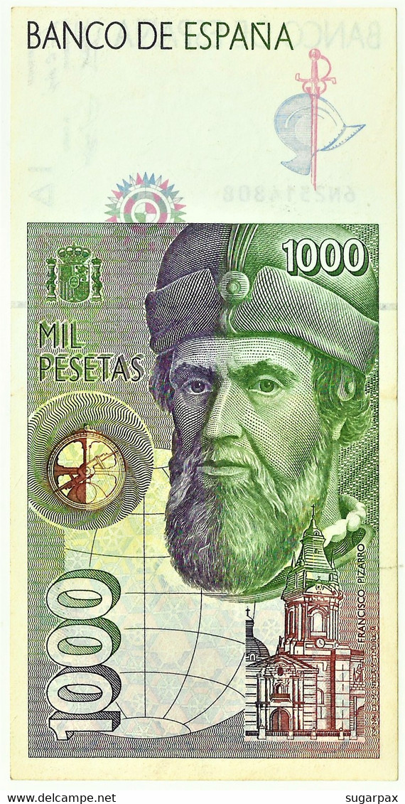 ESPAÑA - 1000 Pesetas - 12.10.1992 ( 1996 ) - Pick 163 - Serie 6N - Hernan Cortes / Francisco Pizarro - 1.000 - [ 6] Emisiones Conmemorativas