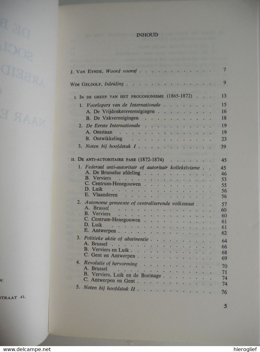 DE BELGISCHE SOCIALISTISCHD ARBEIDERSBEWEGING OP ZOEK NAAR EEN EIGEN VORM 1872 1880 Denise De Weerdt Bsp Sp Spa - Oorlog 1914-18