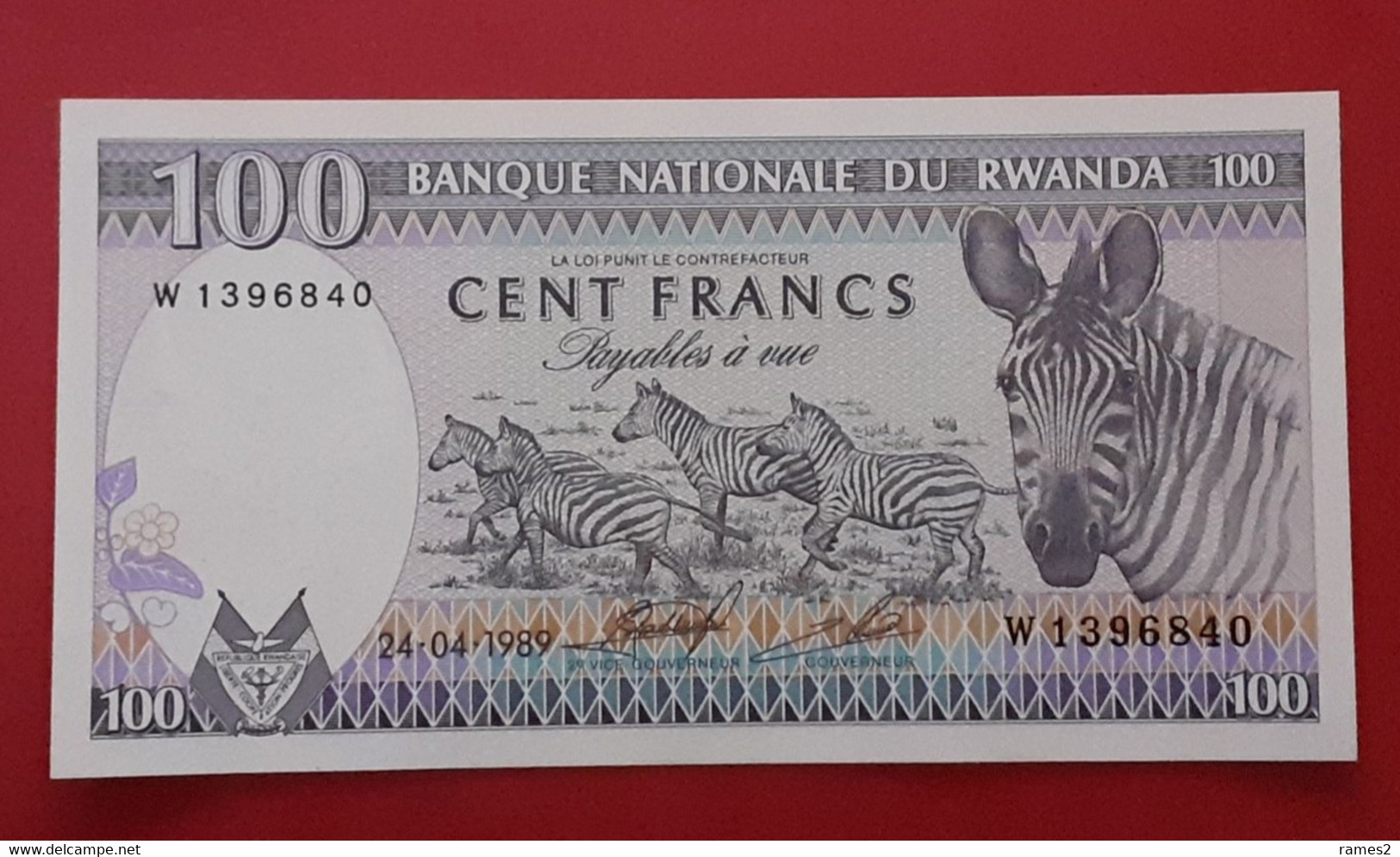 Ruanda Rwanda 100 Francs 1989 Pick 19 SC UNC - Rwanda