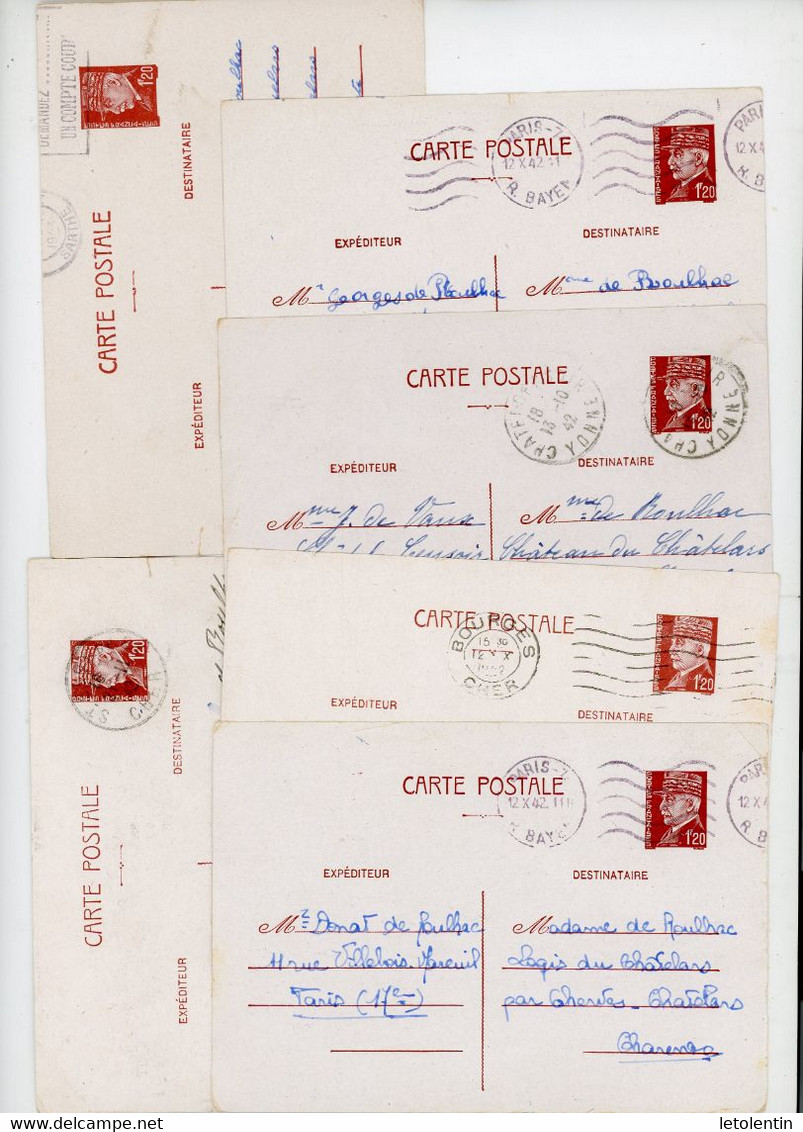 1 LOT DE 19 ENTIERS TYPE PETAIN - Collections & Lots: Stationery & PAP
