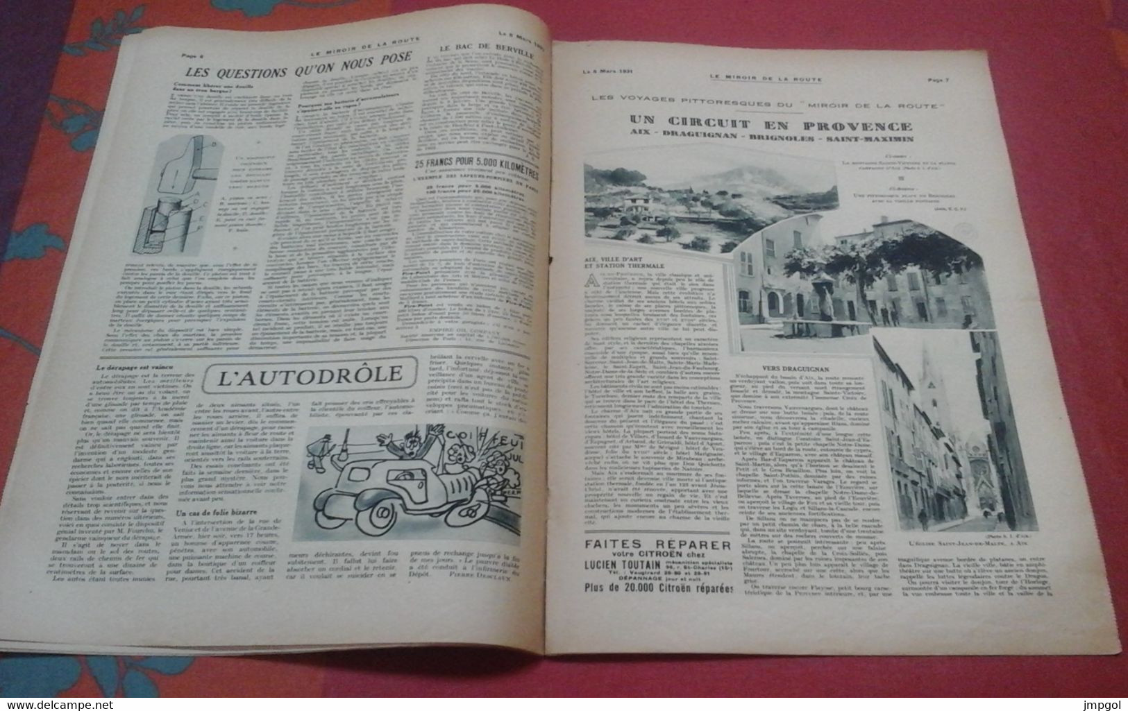 Miroir De La Route N°161 Mars 1931 Provence Aix Draguignan Brignoles Saint Maximin Barjols Paris Saint Raphaël Féminin - 1900 - 1949